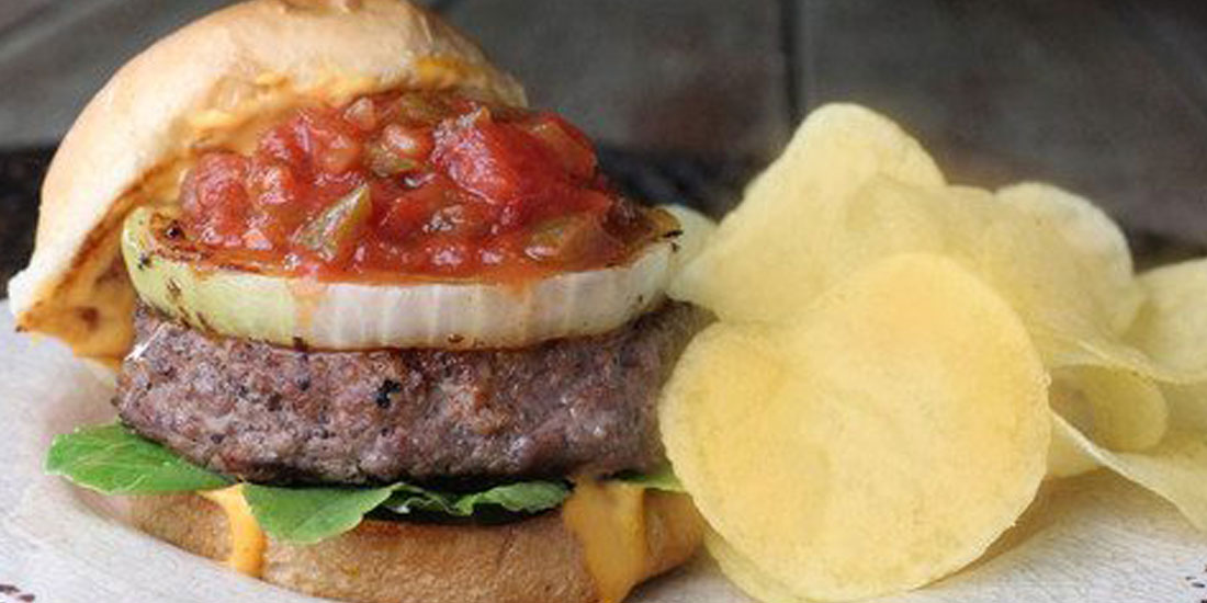 Touch-Down Beef Burger with Grilled Onion and Toasty Bun